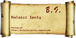 Balaicz Ipoly névjegykártya